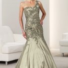 One Shoulder Evening Dress Copper Green Lace Prom Dress Mother of the Bride Groom Dress