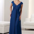 Cap Sleeves Evening Dress Royal  Blue Chiffon Prom Dress Mother of the Bride Groom Dress