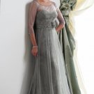 3/4 Sleeve Evening Dress Green Tulle Lace Prom Dress Mother of the Bride Groom Dress Sz2-16+