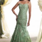 Strapless Evening Dress Green Lace Prom Dress Mother of the Bride Groom Dress