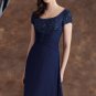 Round Neck Evening Dress Beaded Blue Prom Dress Mother of the Bride Groom Dress Free Lace Bolero