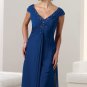 Cap Sleeves Evening Dress Royal Blue Chiffon Prom Dress Mother of the Bride Groom Dress