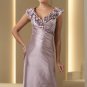 V-neck Evening Dress Light Lavender Taffeta Prom Dress Mother of the Bride Groom Dress