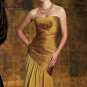 Strapless Evening Dress Gold Silk Chiffon Prom Dress Mother of the Bride Groom Dress