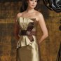 Strapless Evening Dress A-line Champagne Gold Tafeta Prom Dress Mother of the Bride Groom Dress