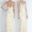 A-line Champagne Chiffon Lace 2 Straps Bridal Wedding Gown Bridal Evening Dress Sz 2-14+Custom