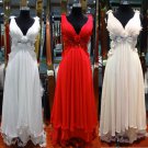 A-line Ivory White Red Wedding Gown V-neck Bridal Wedding Dress Prom Evening Dress Sz4 6 8 10 12 14+