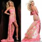 Strapless Cream Red White Pink Lace Hi-low Bridal Evening Party Cocktail Prom Dress Sz2-16+