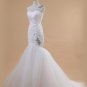 White Ivory Bridal Wedding Gown One Shoulder Tulle Memaid Wedding Dress Sz4 6 8 10 12 14+