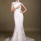 MANDARIN Ivory White Lace Bridal Wedding Dress Gown Short Sleeves