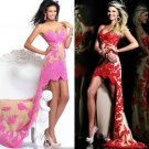 Strapless Cream Red White Pink Lace Hi-low Bridal Evening Party Cocktail Prom Dress Sz2-16+