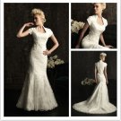 Short Sleeves Custom Ivory White Lace Wedding Dress Sz2-16+