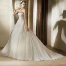 Strapless Ivory Organza Wedding Dress Beaded Bridal Evening Prom Dress Sz 2-16+Custom