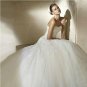Strapless Ivory Organza Wedding Dress Beaded Bridal Evening Prom Dress Sz 2-16+Custom
