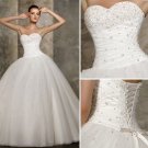 A-line White Organza Ball Gown Strapless Bodice Bridal Wedding Dress Sz4 6 8 10 12 14+Custom