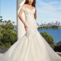 White Ivory Bridal Wedding Gown Off Shoulder Organza Memaid Wedding Dress Sz4 6 8 10 12 14+
