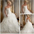 Strapless Ivory Organza Wedding Dress Cascading Ruffles Bridal Wedding Gown Sz 2-16+Custom