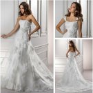 2013 New Strapless White Organza Wedding Dress Lace Flowers Bridal Wedding Gown Sz 2-16+Custom