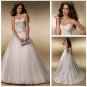 Strapless Ivory Organza Wedding Dress Gown Embroidery Beaded Bridal Dress Sz 2-16+Custom