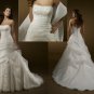 Strapless Ivory Organza Wedding Dress Gown Lace Beaded Bridal Dress Sz 2-16+Custom
