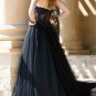 Strapless Bridal Wedding Gown Black White A-ine Wedding Dress Bridal Gown Prom Dress Sz 2 4 6 8 10+