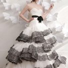 Strapless Bridal Wedding Gown Black Lace White Wedding Dress Bridal Ball Gown Sz 2 4 6 8 10+