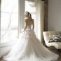 A-line Pink Cream Wedding Dress Strapless Bridal Dress Quinceanera Ball Gown Sz2 4 6 8 10 12 14+