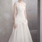 A-line One Shoulder Bridal Bridesmaid Prom Gown White Organza Bridal Wedding Dress Gown