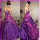 Strapless Purple Embroidery Bridal Ball Gown A-line Prom Party Quinceanera Dress Sz2-16+Custom