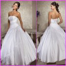 Strapless White Wedding Bridal Ball Gown A-line Prom Party Quinceanera Dress Sz2-16+Custom