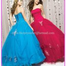 Strapless Rasberry Blue Bridal Ball Gown A-line Prom Party Quinceanera Dress Sz2-16+Custom