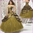 Strapless Brown GREEN Bridal Ball Gown A-line Corset Prom Party Quinceanera Dress Sz2-16+Custom