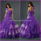 One Shoulder Pure White Bridal Ball Gown A-line Corset Prom Party Quinceanera Dress Sz2-16+Custom