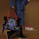 Miyabags DE-02 "Midnight Lilacs" Double-Sided Embroidery Shoulder Handmade Book Tote Bag Purse