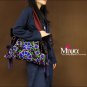 Miyabags DE-02 "Midnight Lilacs" Double-Sided Embroidery Shoulder Handmade Book Tote Bag Purse