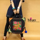 Miyabags D-05 "Lion Dancing" Chinese Style Embroidered Brocade Canvas Shoulder Messenger Bag Handbag