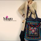 Miya LS-05 "Camel Bell" Hmong Embroidery Sequins Denim Tote Shoulder Messenger Bag Handbag