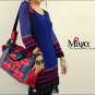 Miya LS-05 "Blue Lotus" Hmong Embroidery Sequins Canvas Tote Shoulder Messenger Bag Handbag