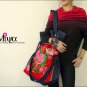Miya LS-03 "Pink Begonia" Hmong Embroidery Sequins Denim Tote Shoulder Messenger Bag Handbag