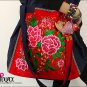 Miya LS-03 "Pink Begonia" Hmong Embroidery Sequins Denim Tote Shoulder Messenger Bag Handbag