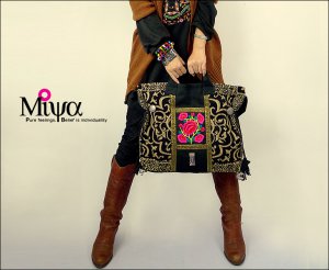 Miya LS-01 "Pass by" Ethnic Embroidered Canvas Womem Shoulder Tote Messenger Handbag