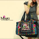 Miya CF-06 "Twin Pheonix " Ethnic Flower Sequin Embroidery Tote Messenger Shoulder Bag Handbag