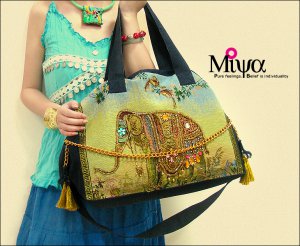 Miya CF-03 "Elephant" Ethnic Embroidery Shoulder Messenger Tote Gym Travel Bag Multi-use