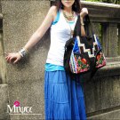 Miyabags II-09 "Blue" Ethnic Hmong Vintage Handmade Embroidered Female Book Messenger HandBag