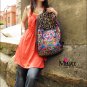 Miyabags II-06 "Plum" Ethnic Vintage Handmade Embroidered Canvas Book Bag Backpack