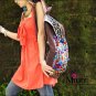 Miyabags II-06 "Plum" Ethnic Vintage Handmade Embroidered Canvas Book Bag Backpack