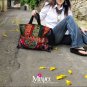 Miyabags II-01 "Datura" Enthic Boho Hmong Embroidered Canvas Shoulder Tote Messenger Bag