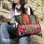 Miyabags II-01 "Datura" Enthic Boho Hmong Embroidered Canvas Shoulder Tote Messenger Bag