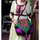 Miya SE-14 "Concentric Palace" Ethnic Hand-Beaded Embroidery Canvas Shoulder Tote Messenger Bag