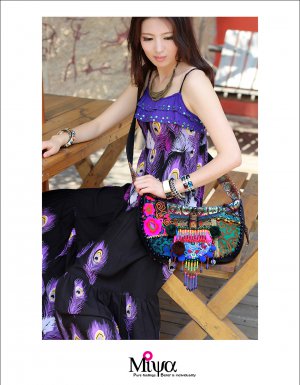 Miya SE-02 "Seeking Embroidery" Ethnic Indian style embroidery Canvas Shoulder Messenger Bag New